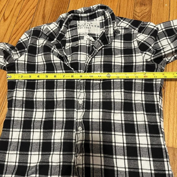Frank & Eileen Barry Black‎ White Flannel Plaid Tailored Button Up Shirt - Picture 6 of 7